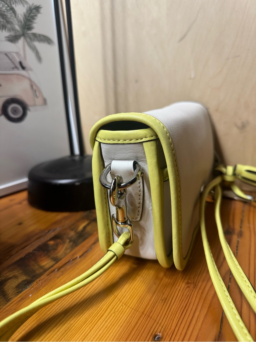 Coach White and Yellow Leather Crossbody with Tassel - Picture 3 of 14